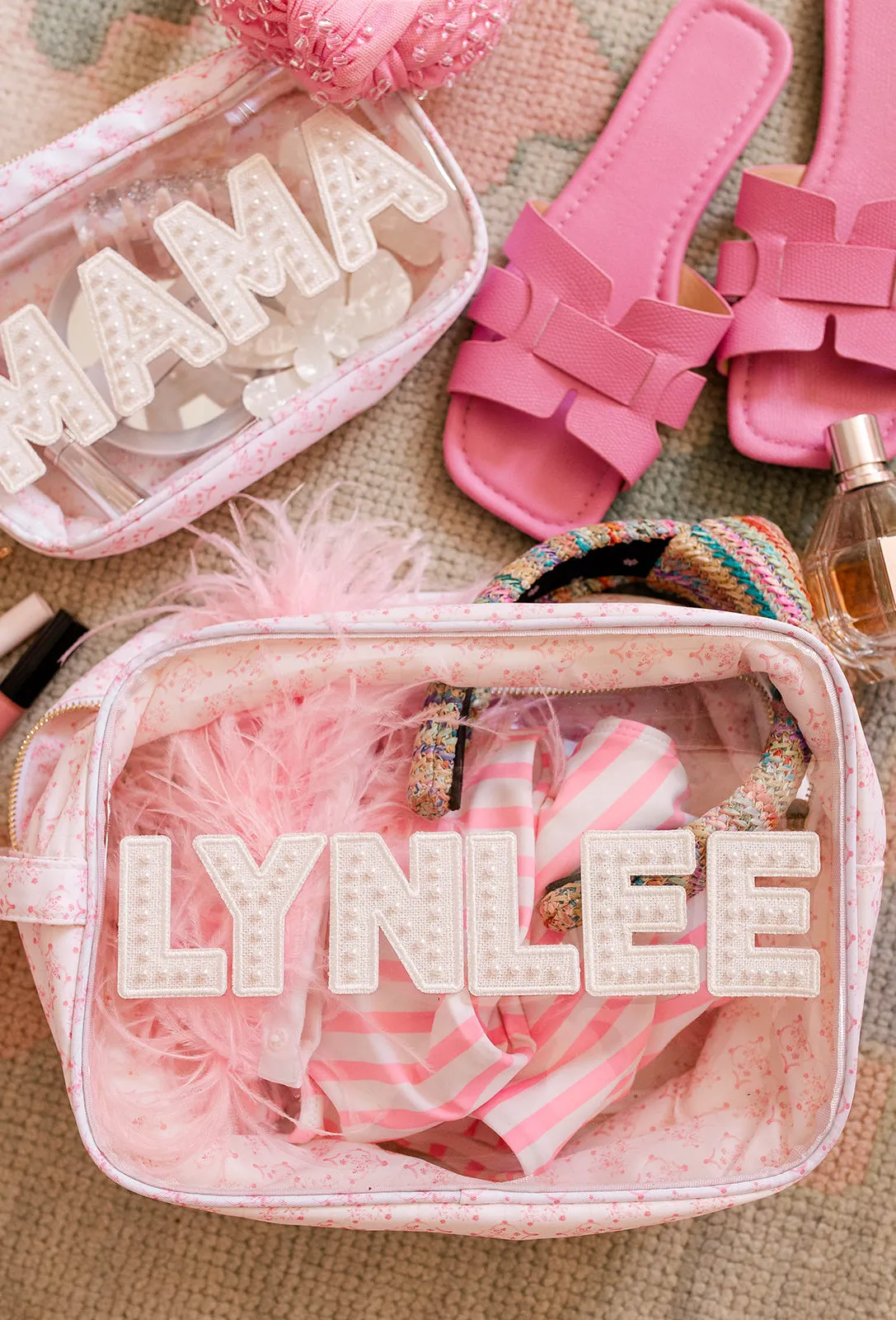 Pink Toile Customizable Makeup Bag Collection