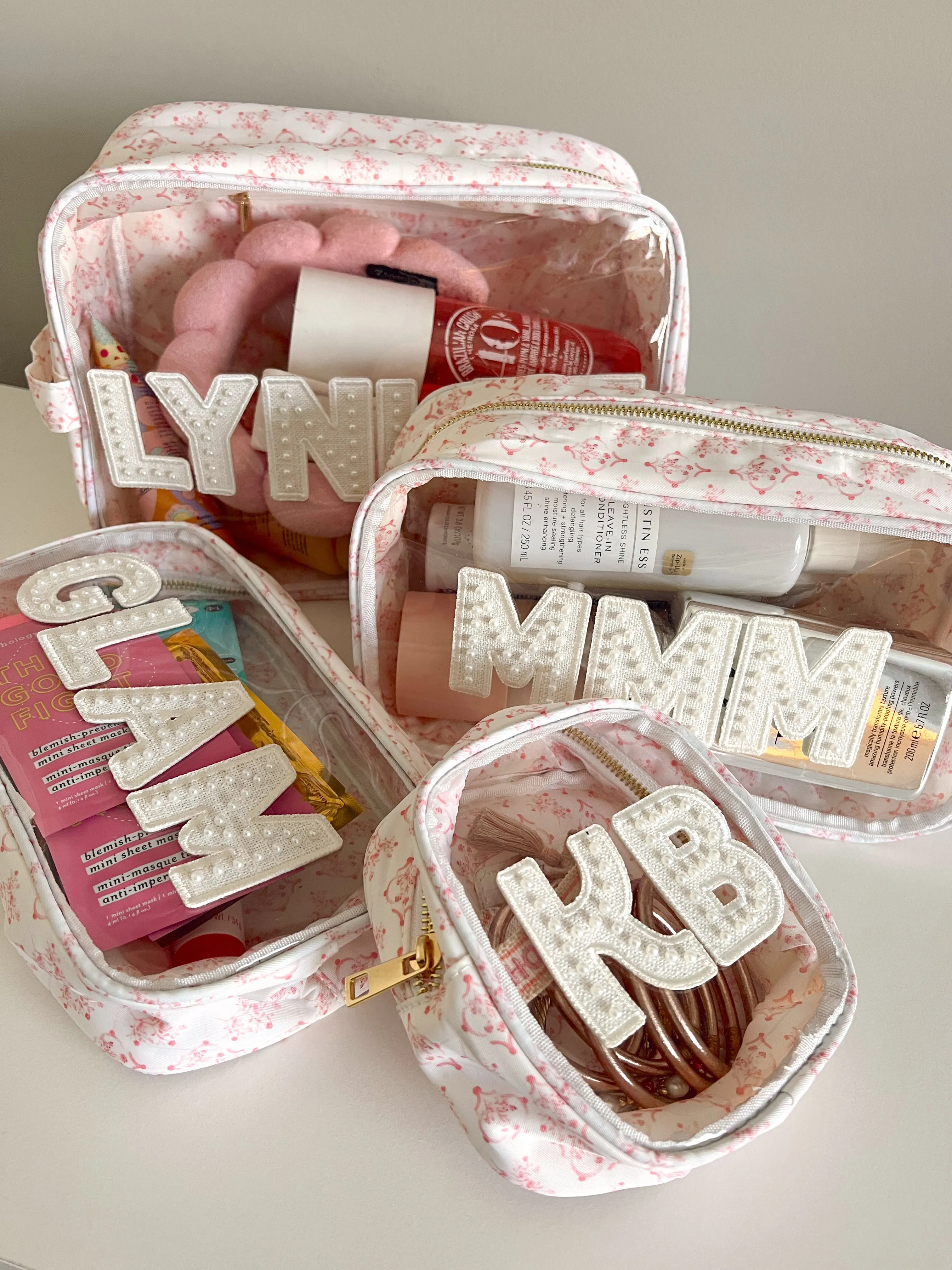 Pink Toile Customizable Makeup Bag Collection