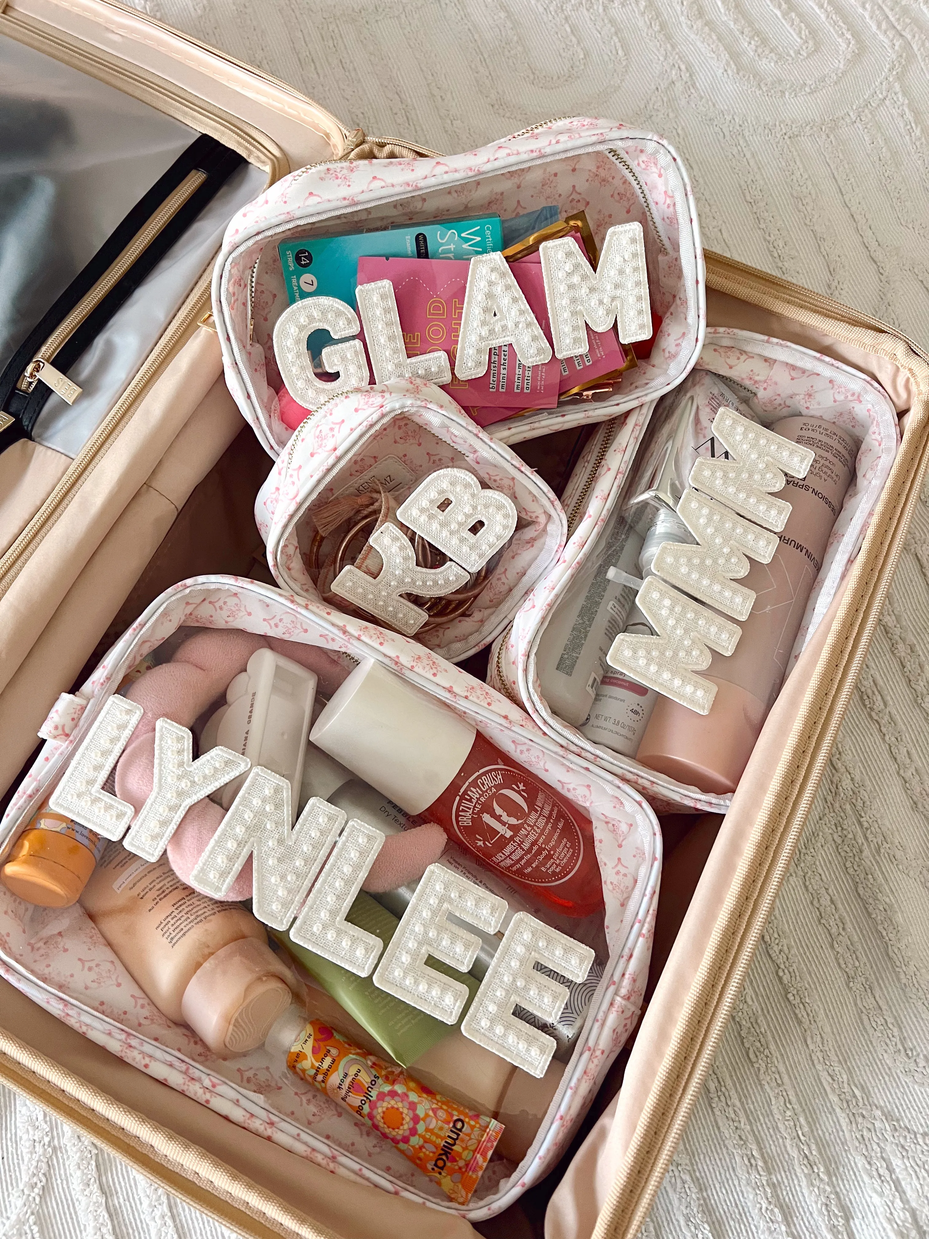 Pink Toile Customizable Makeup Bag Collection