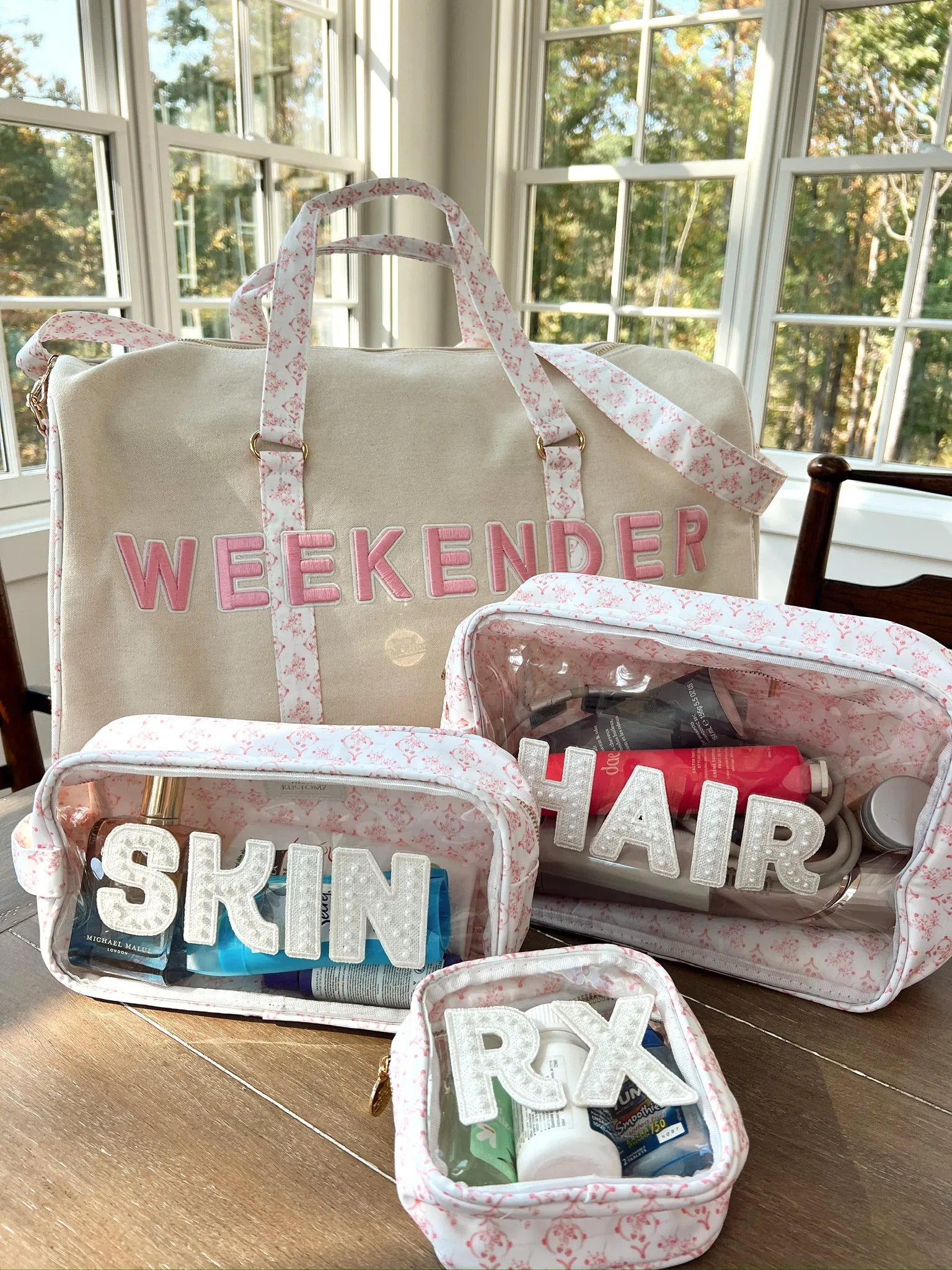 Pink Toile Customizable Makeup Bag Collection