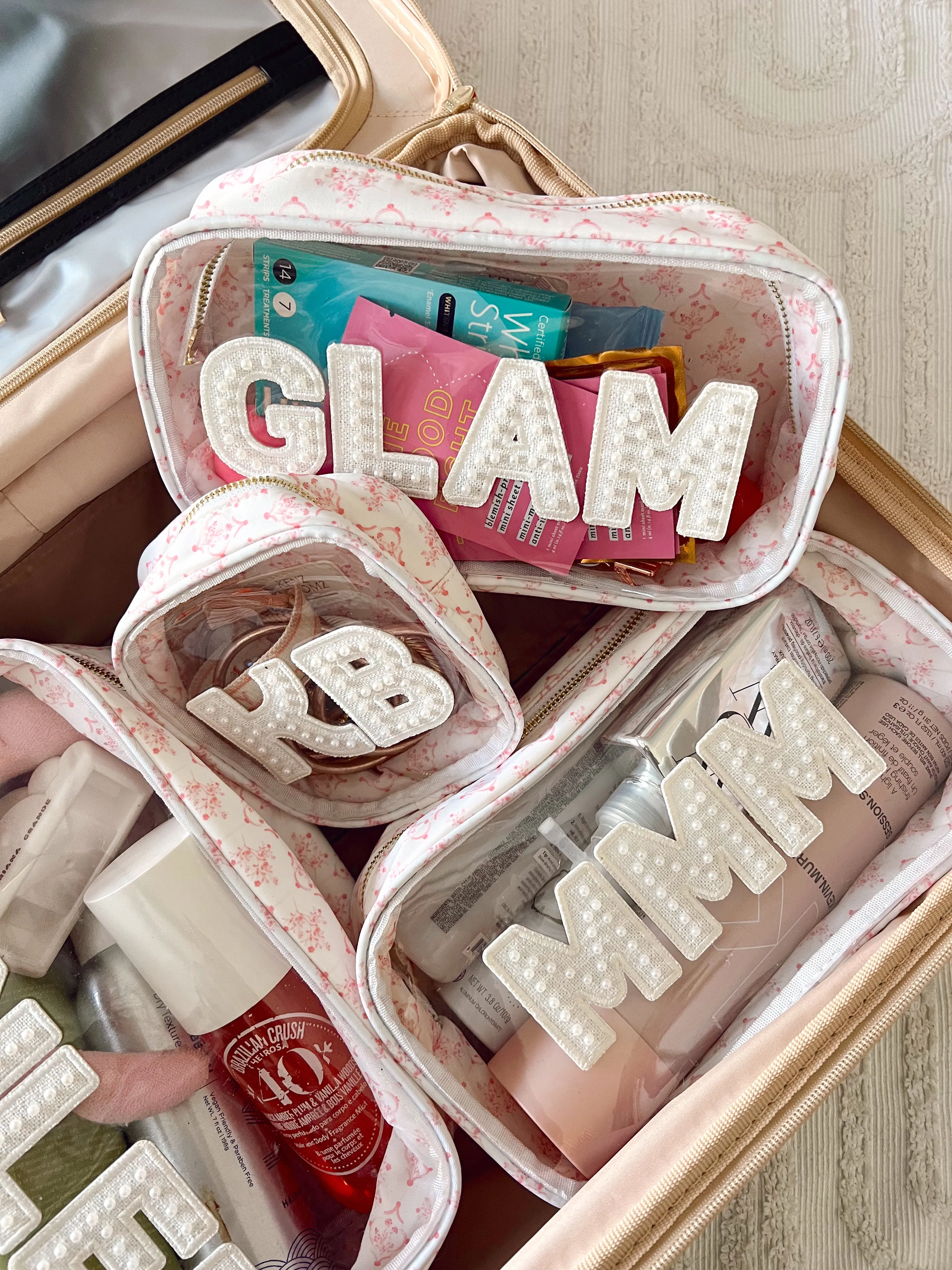 Pink Toile Customizable Makeup Bag Collection
