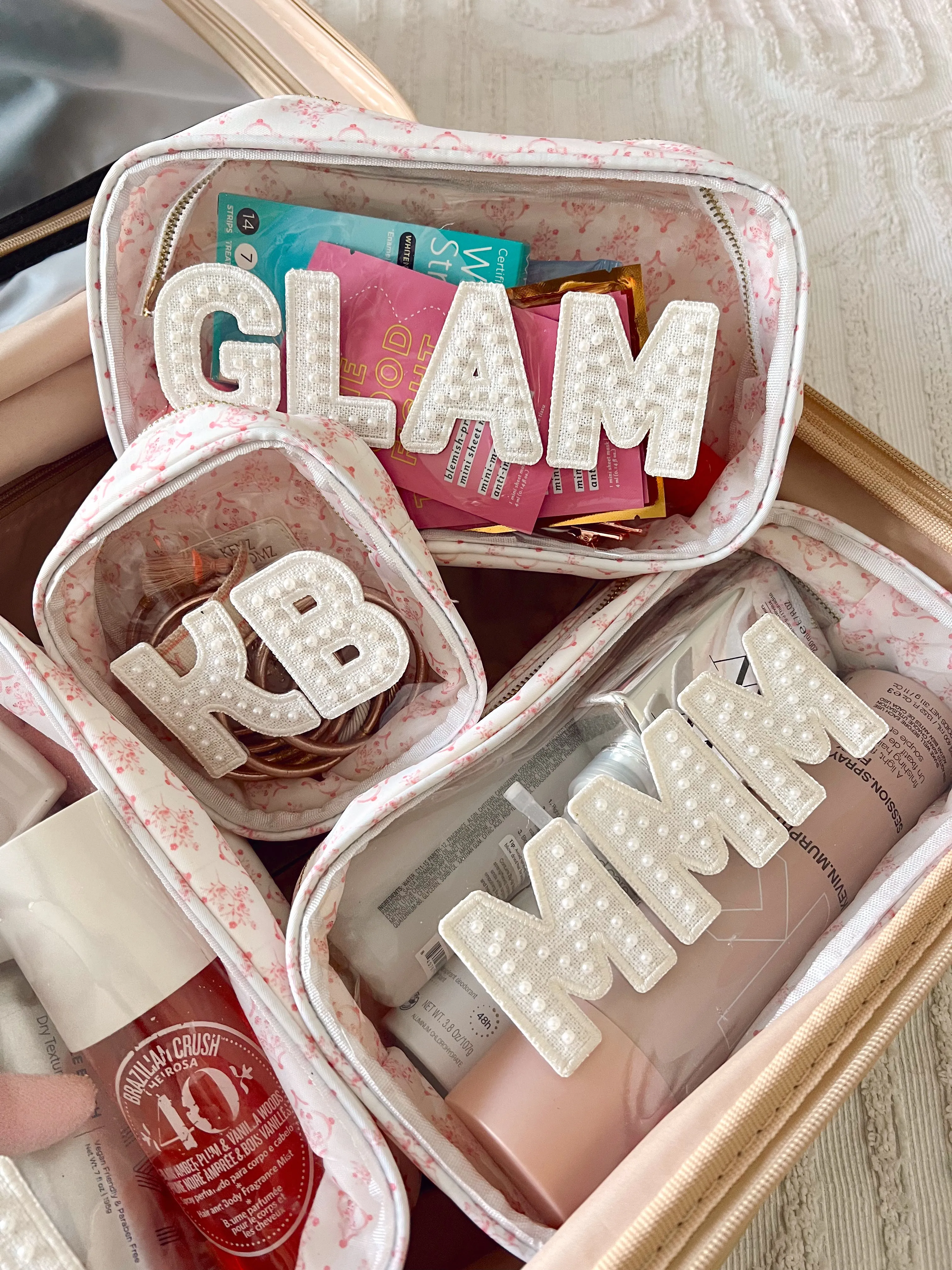 Pink Toile Customizable Makeup Bag Collection