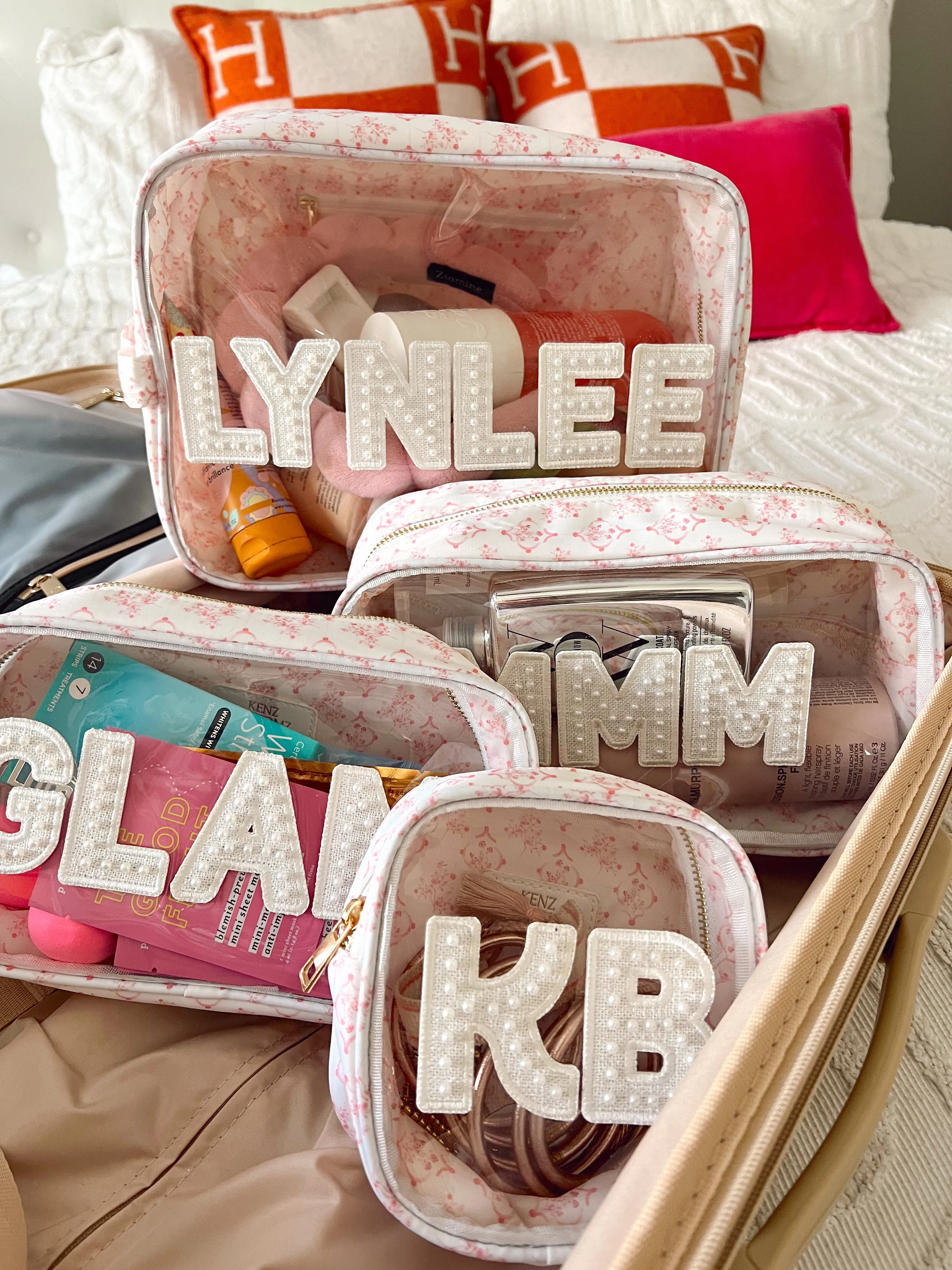 Pink Toile Customizable Makeup Bag Collection