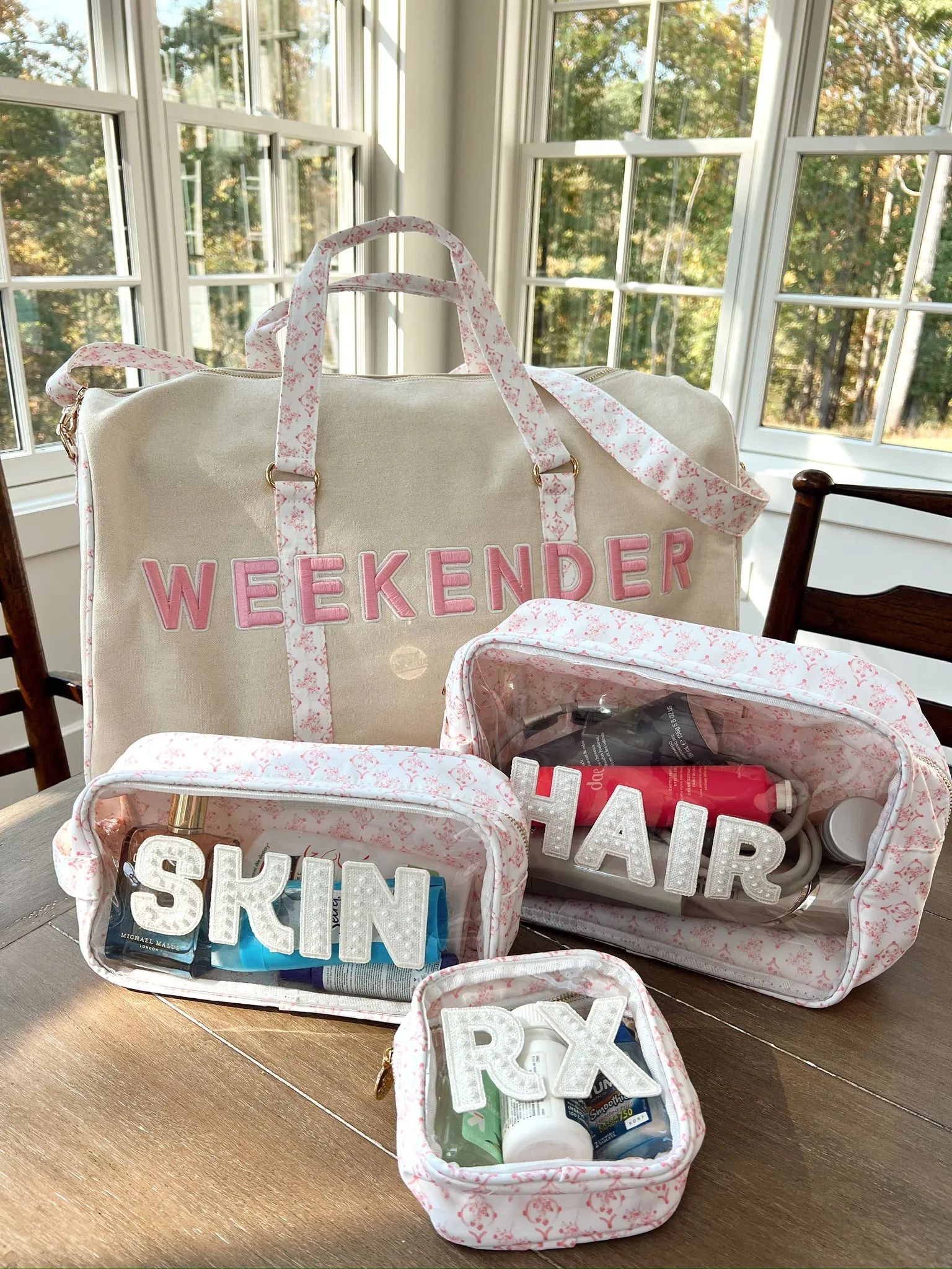 Pink Toile Customizable Makeup Bag Collection