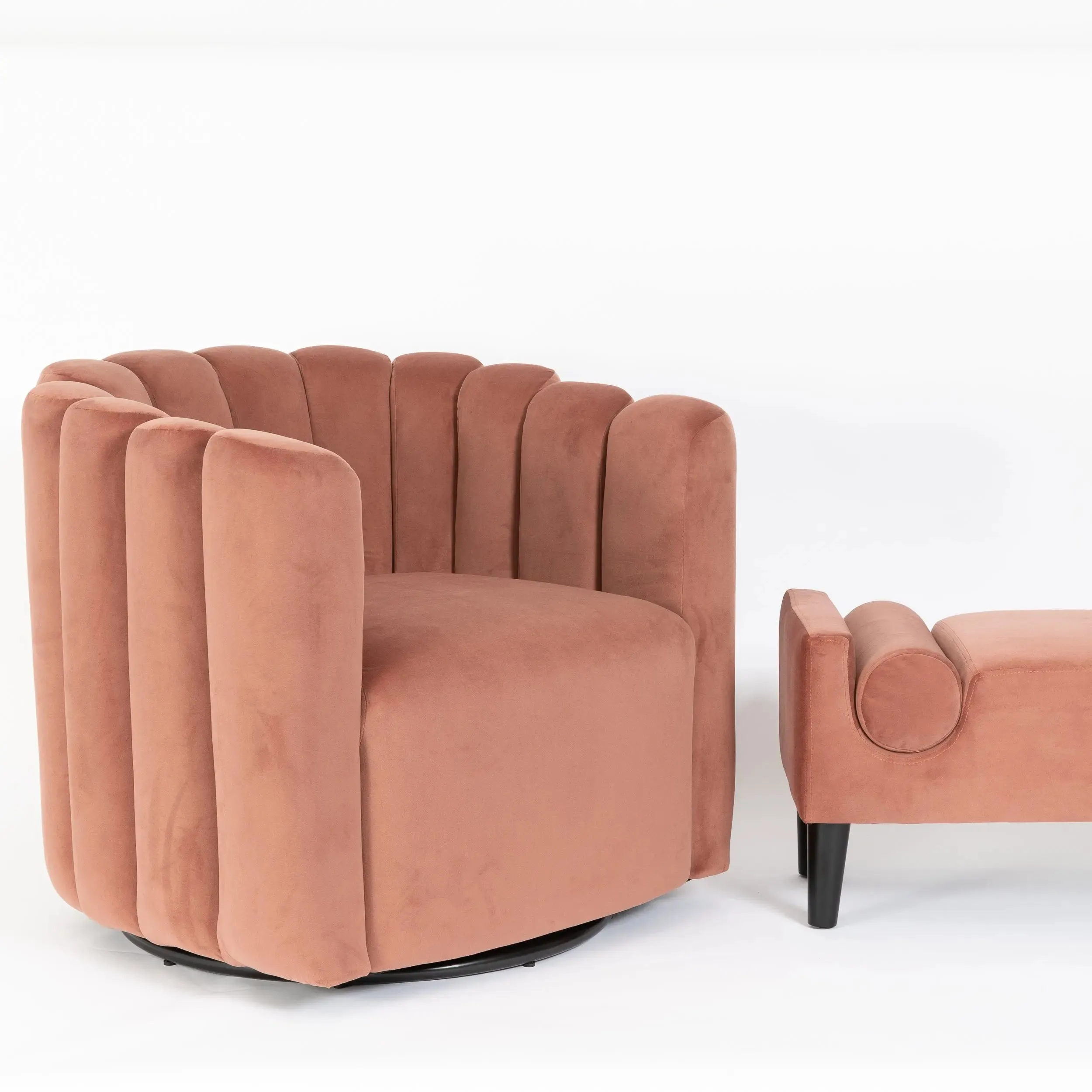 Piper Velvet Swivel Accent Chair Pink