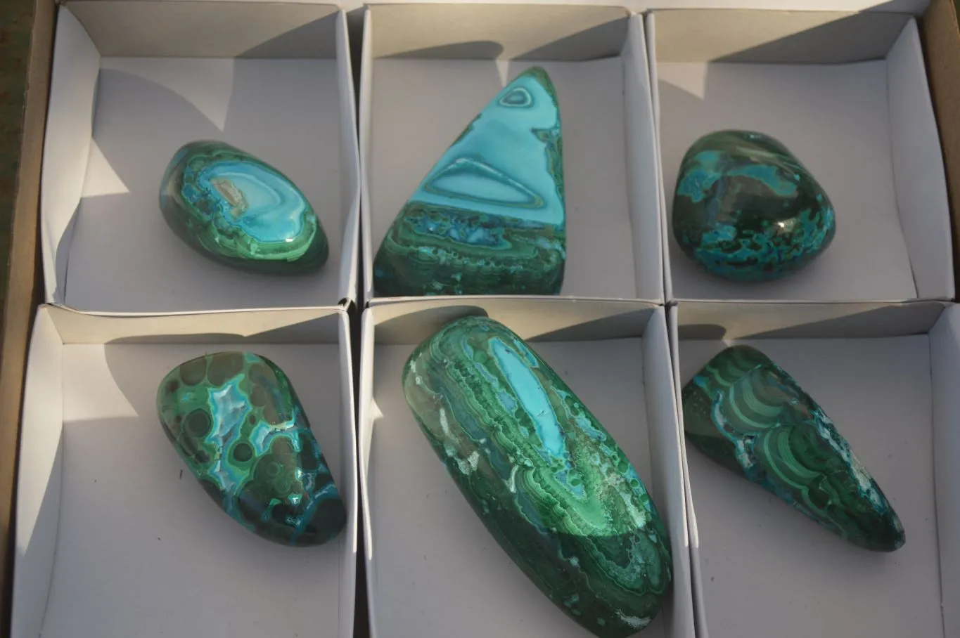 Polished Stunning Malacholla Free Forms  x 6 From Congo