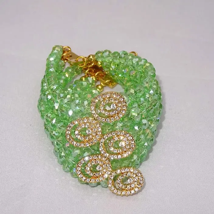 PrestigeApplause Crystal Green Multi Layers African Bridal Wedding Beads Jewellery Set