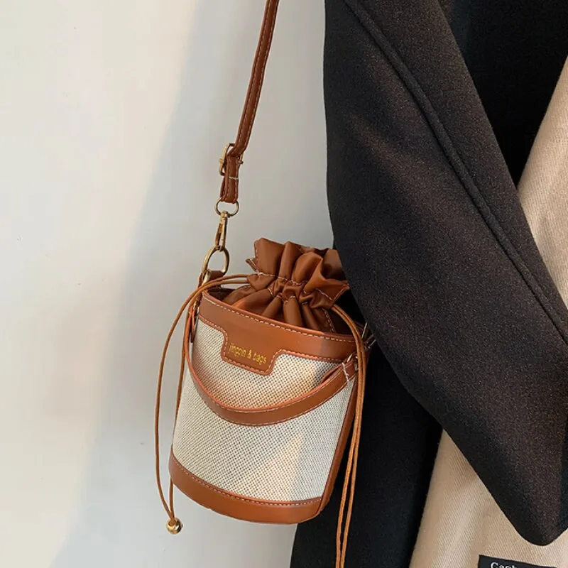 PU Leather Bucket Crossbody Bag Casual Travel Shopping