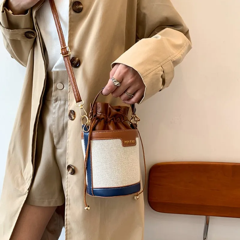PU Leather Bucket Crossbody Bag Casual Travel Shopping