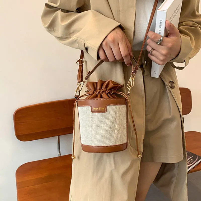 PU Leather Bucket Crossbody Bag Casual Travel Shopping
