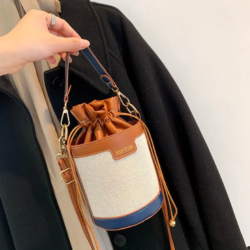 PU Leather Bucket Crossbody Bag Casual Travel Shopping