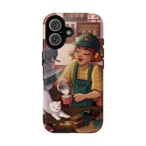 "Cozy Autumn Witch Magnetic Phone Case for Coffee Lovers"