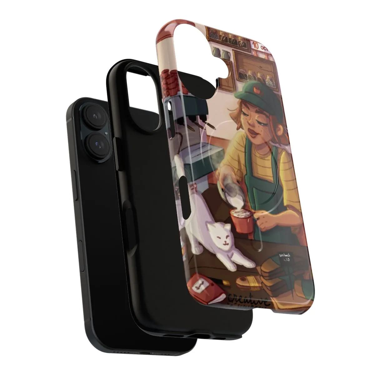 "Cozy Autumn Witch Magnetic Phone Case for Coffee Lovers"