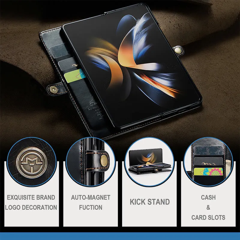 Retro Foldable Screen Phone Case Pu Leather Protection Case