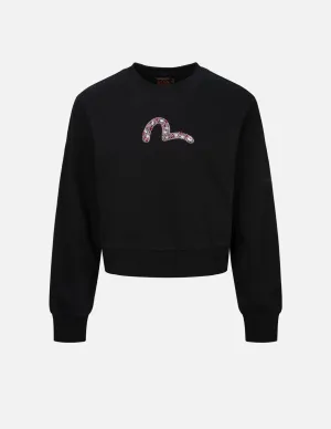 Rhinestone Seagull Cropped Sweatshirt