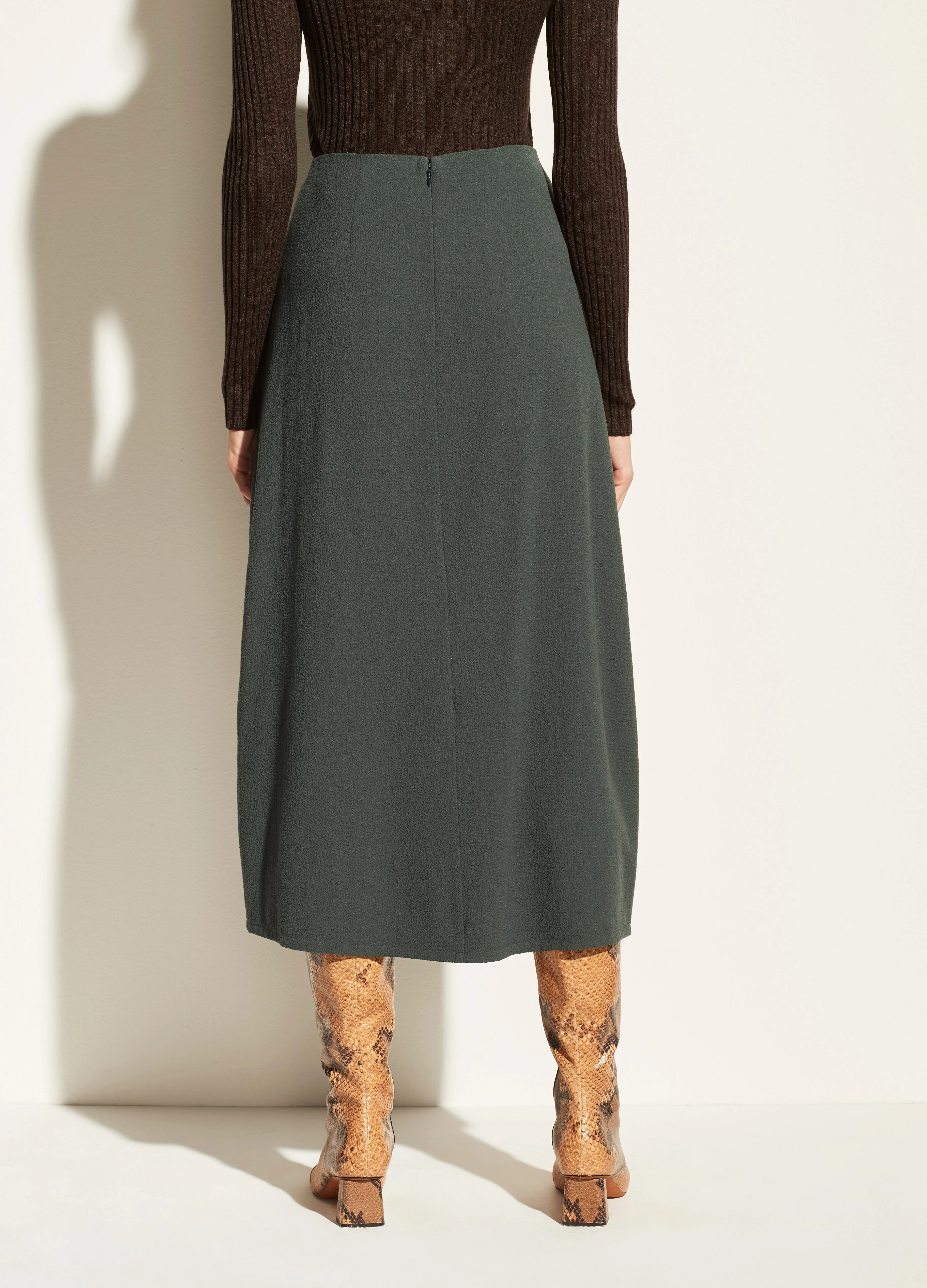 Ruched Asymmetrical Skirt in Sea Leaf