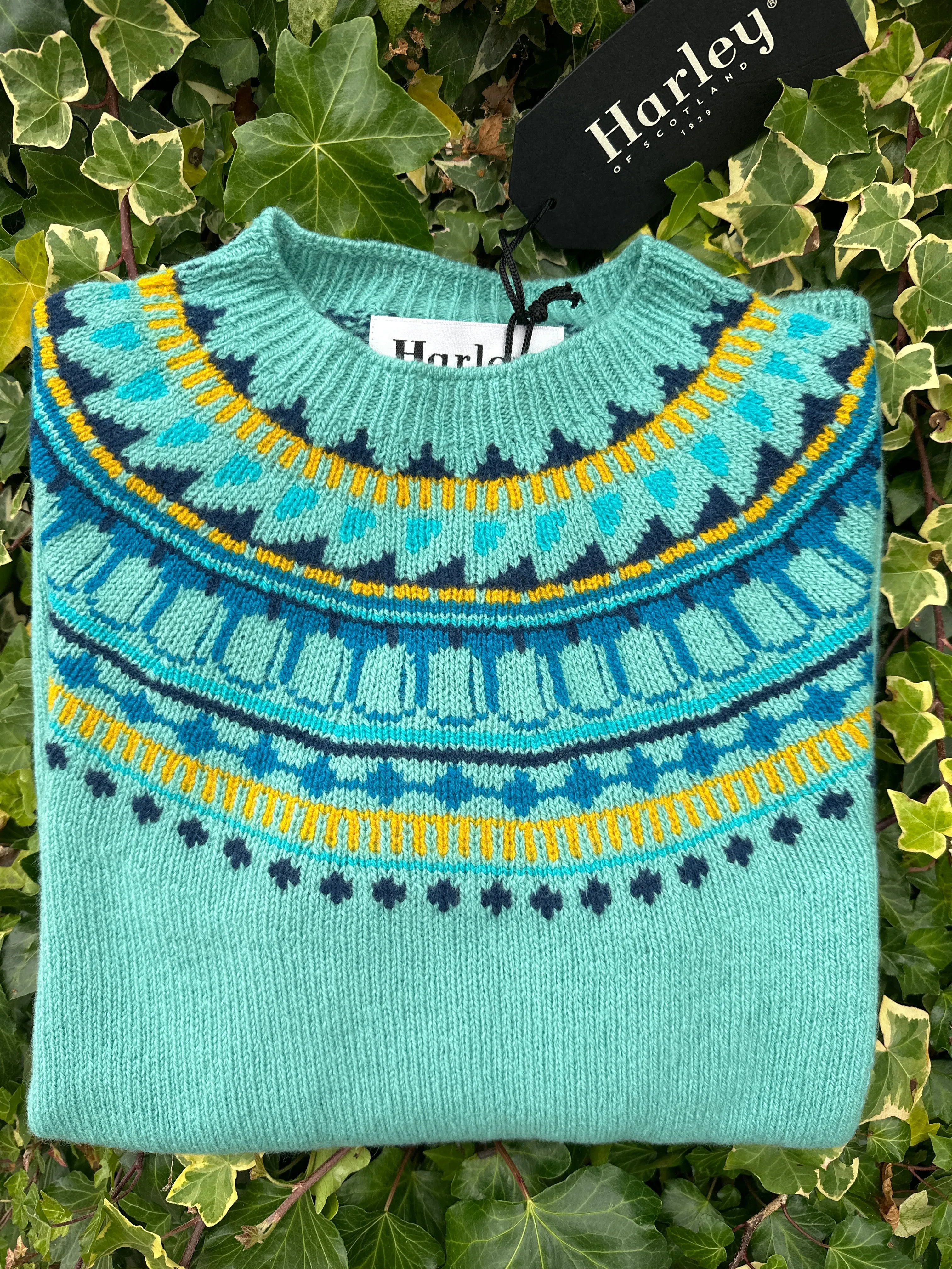 SALE Harley of Scotland Fairisle Sweater In Tourmaline