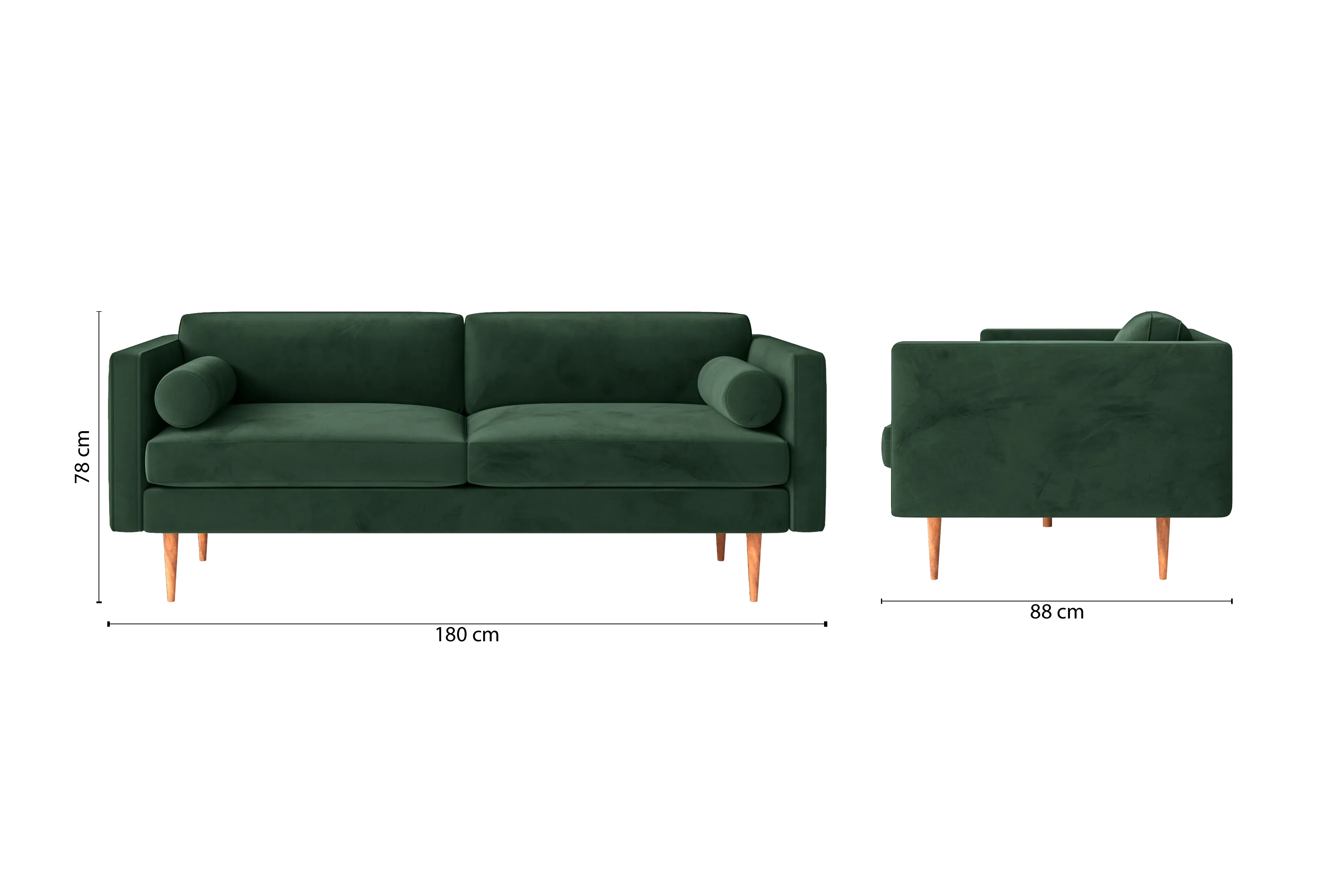 Salerno 2 Seater Sofa Green Velvet