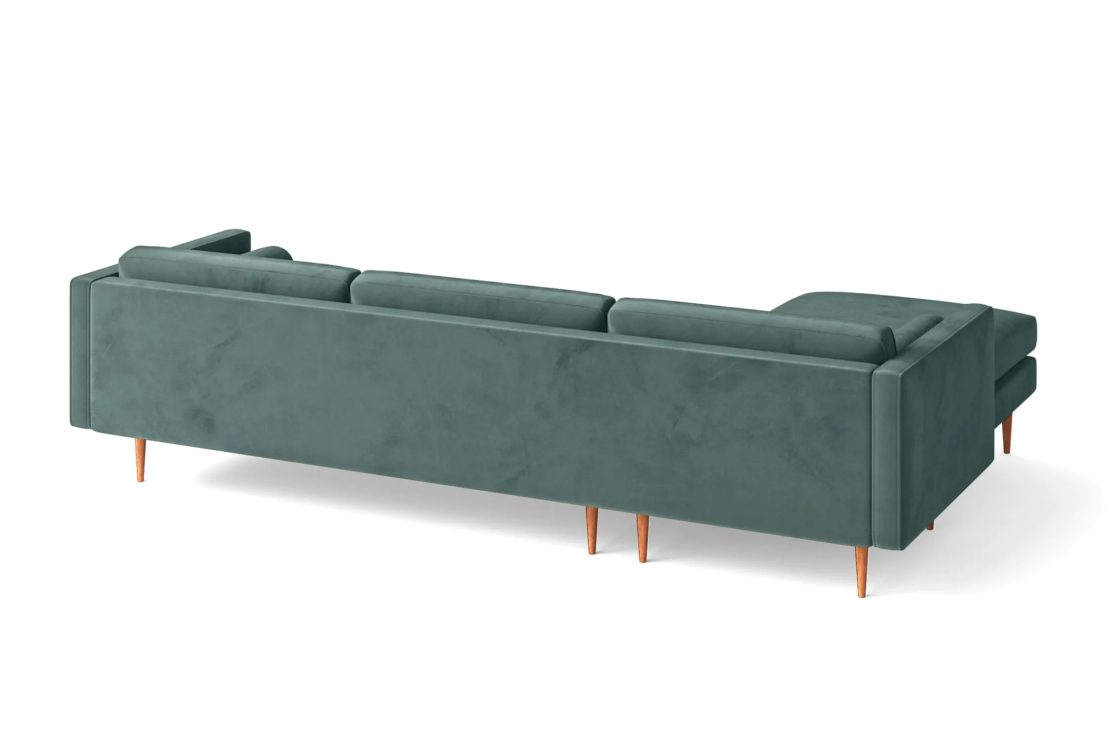 Salerno 3 Seater Left Hand Facing Chaise Lounge Corner Sofa Teal Velvet