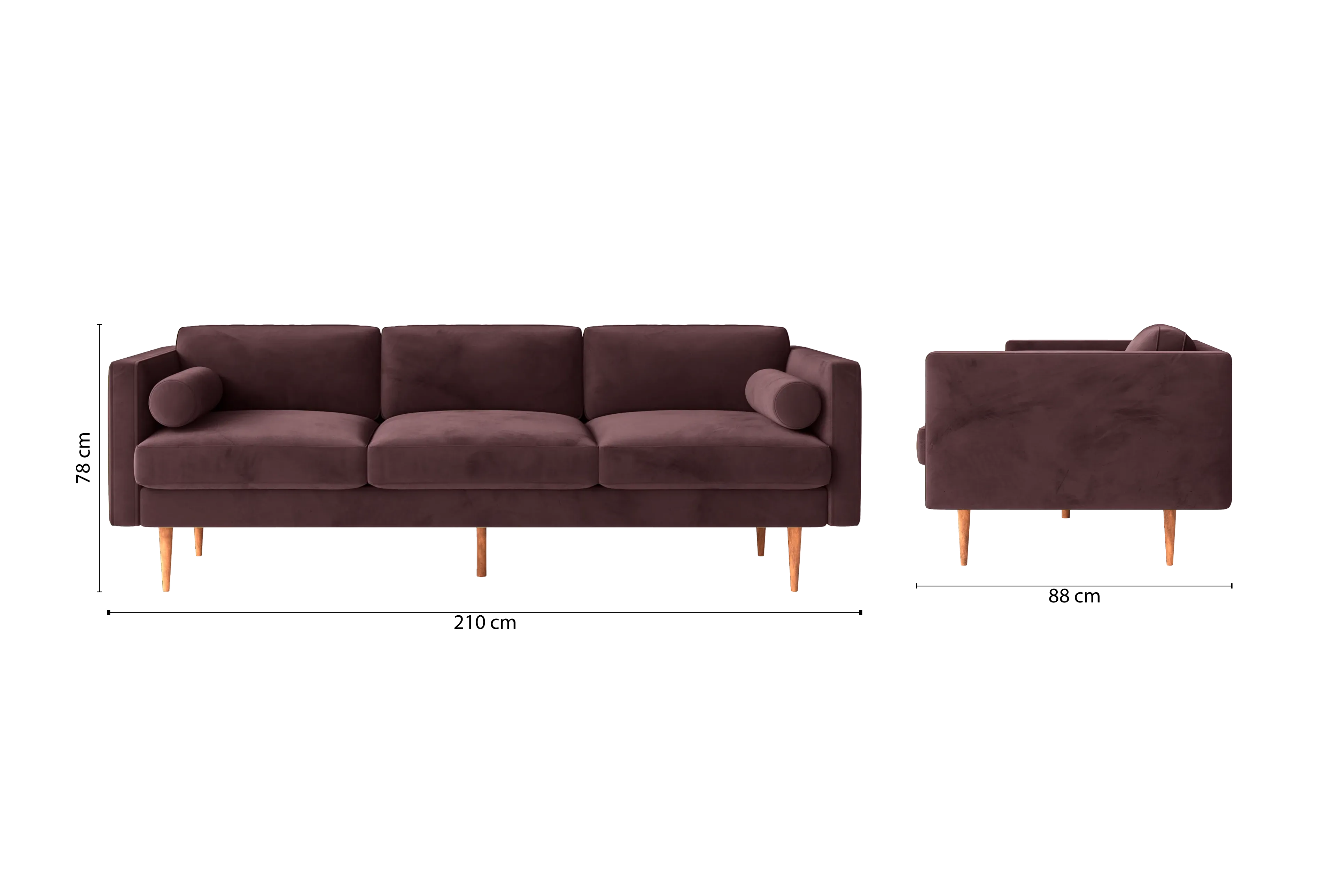 Salerno 3 Seater Sofa Grape Velvet