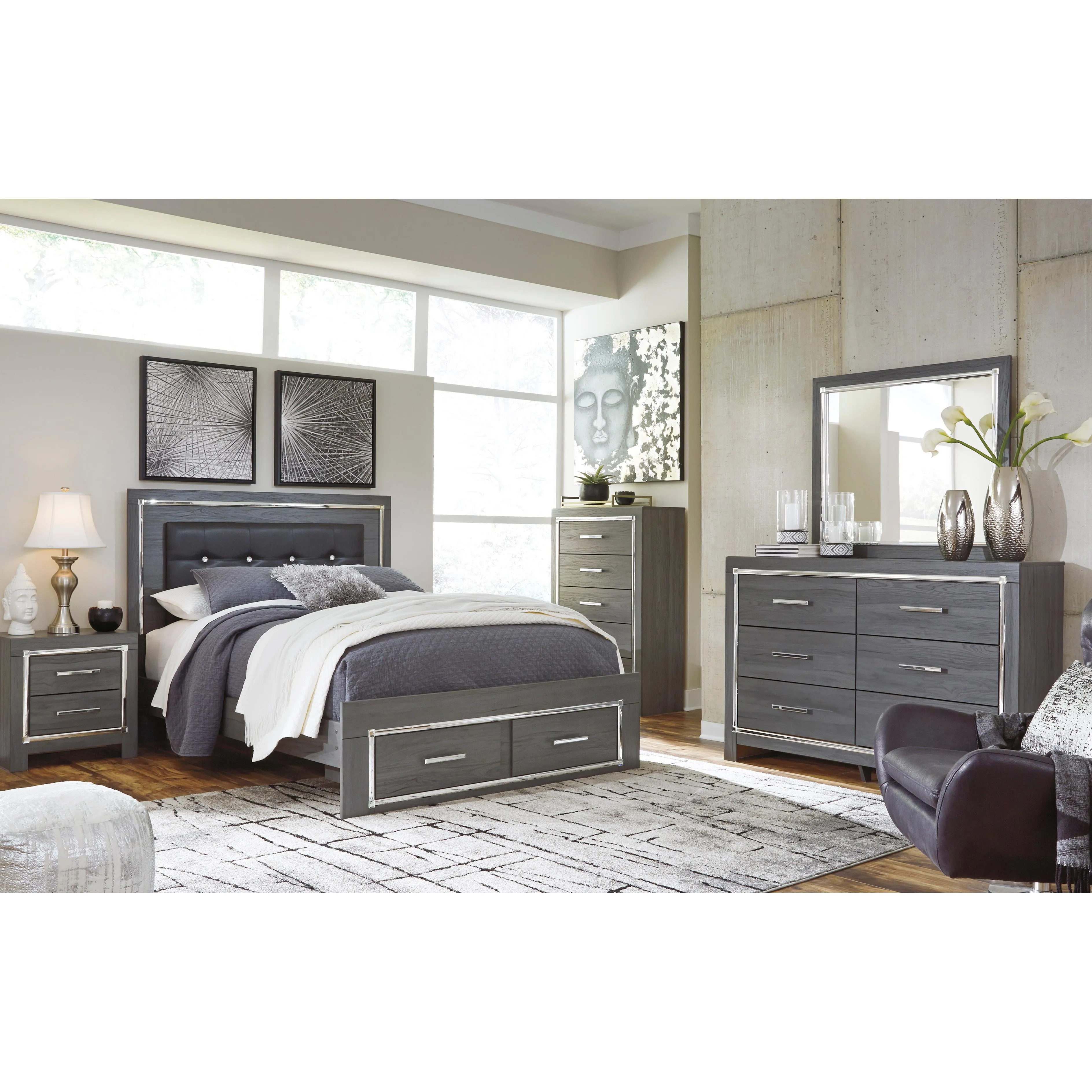 Signature Design by Ashley Lodanna Queen Panel Bed with Storage B214-57/B214-54S/B214-96