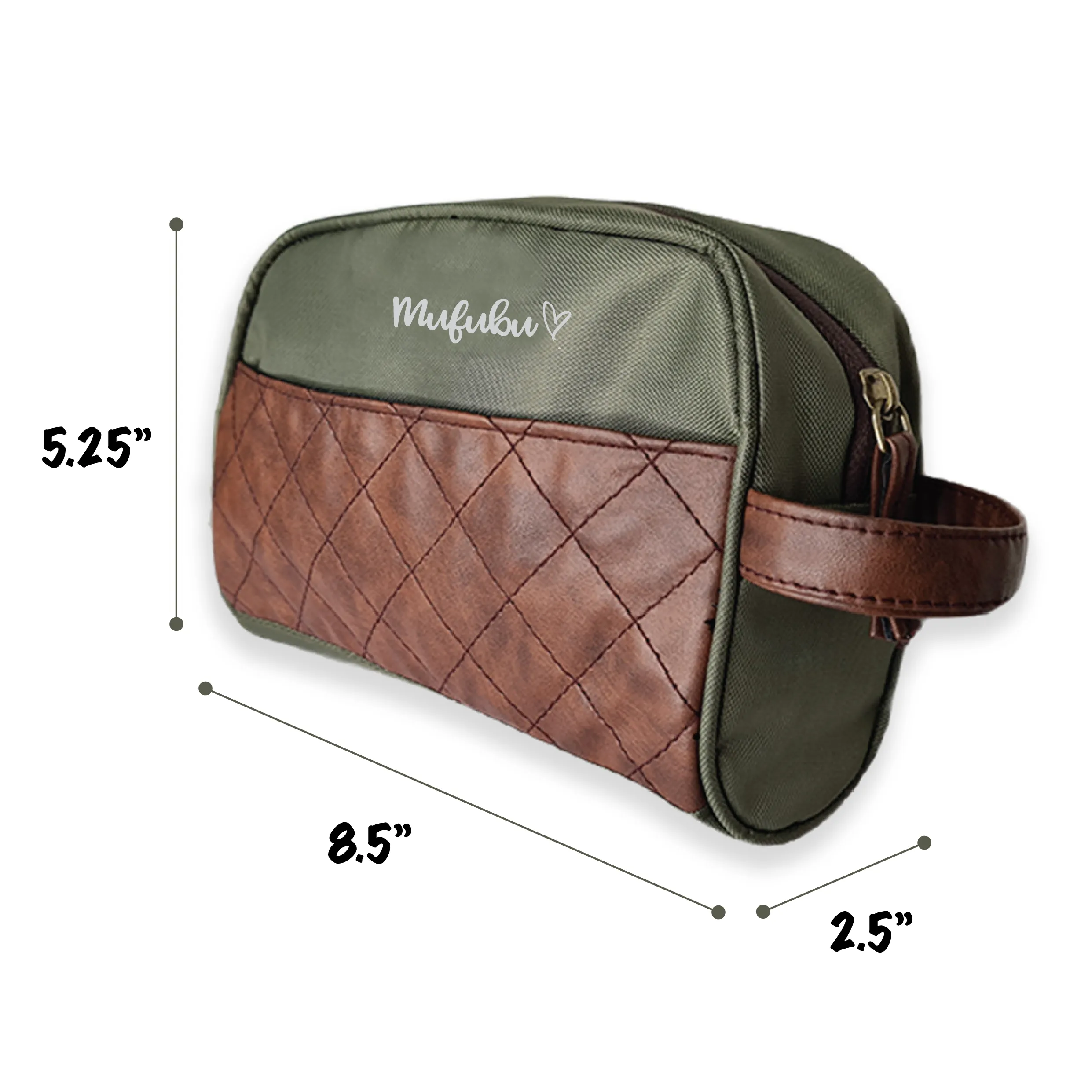 Signature Wash Bag - Army Green  Tan