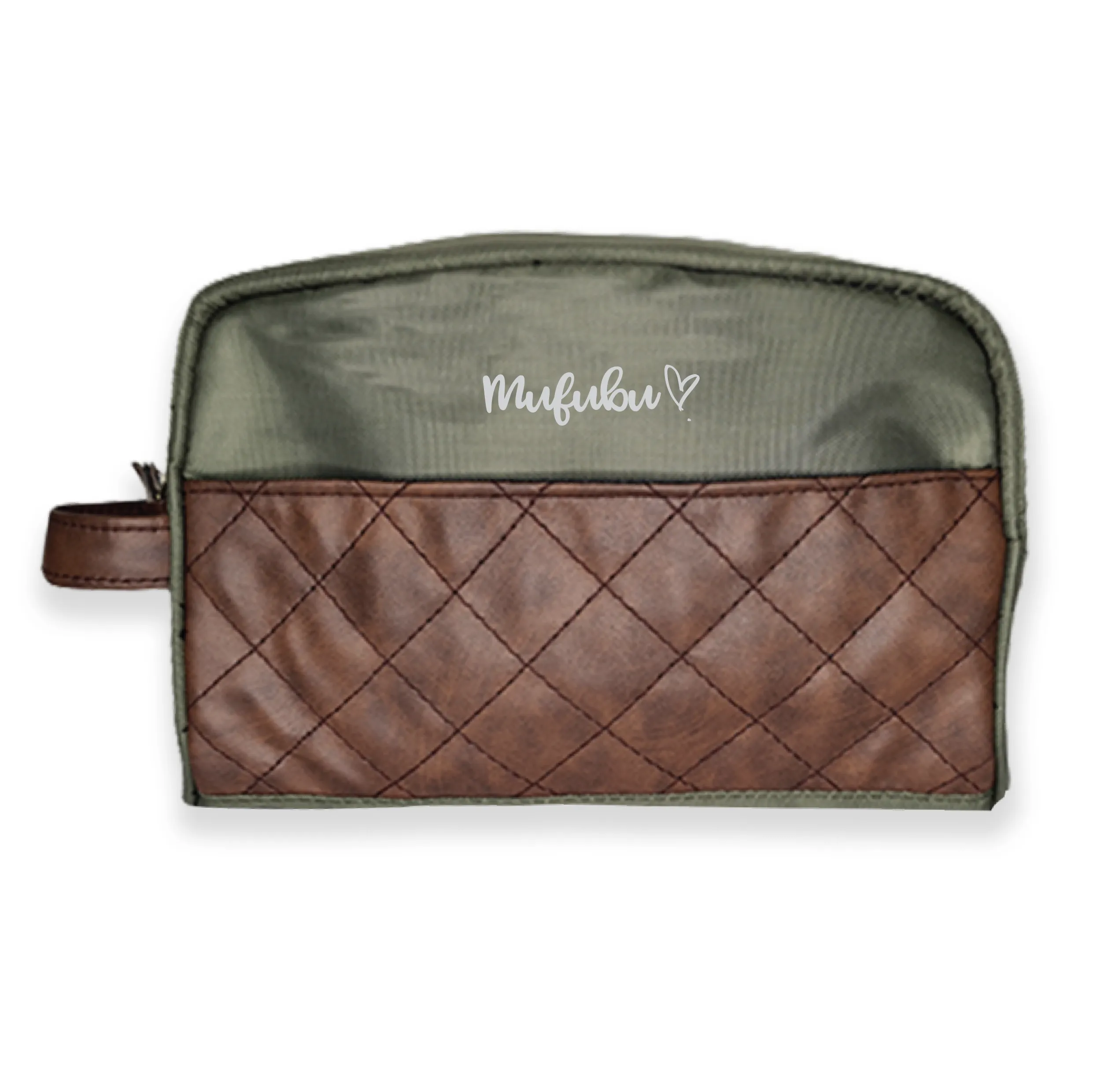 Signature Wash Bag - Army Green  Tan