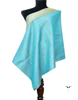 Sky Blue Zari Reversible Pashmina Stole 8031