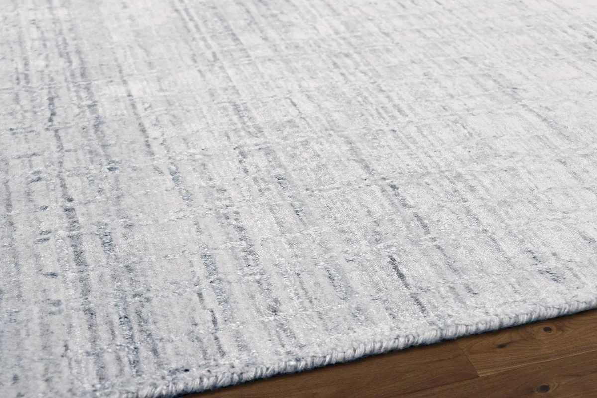 Slate Collection Hand-Loomed Silk & Wool Ivory/Blue Area Rug-12' 0" X 15' 0"