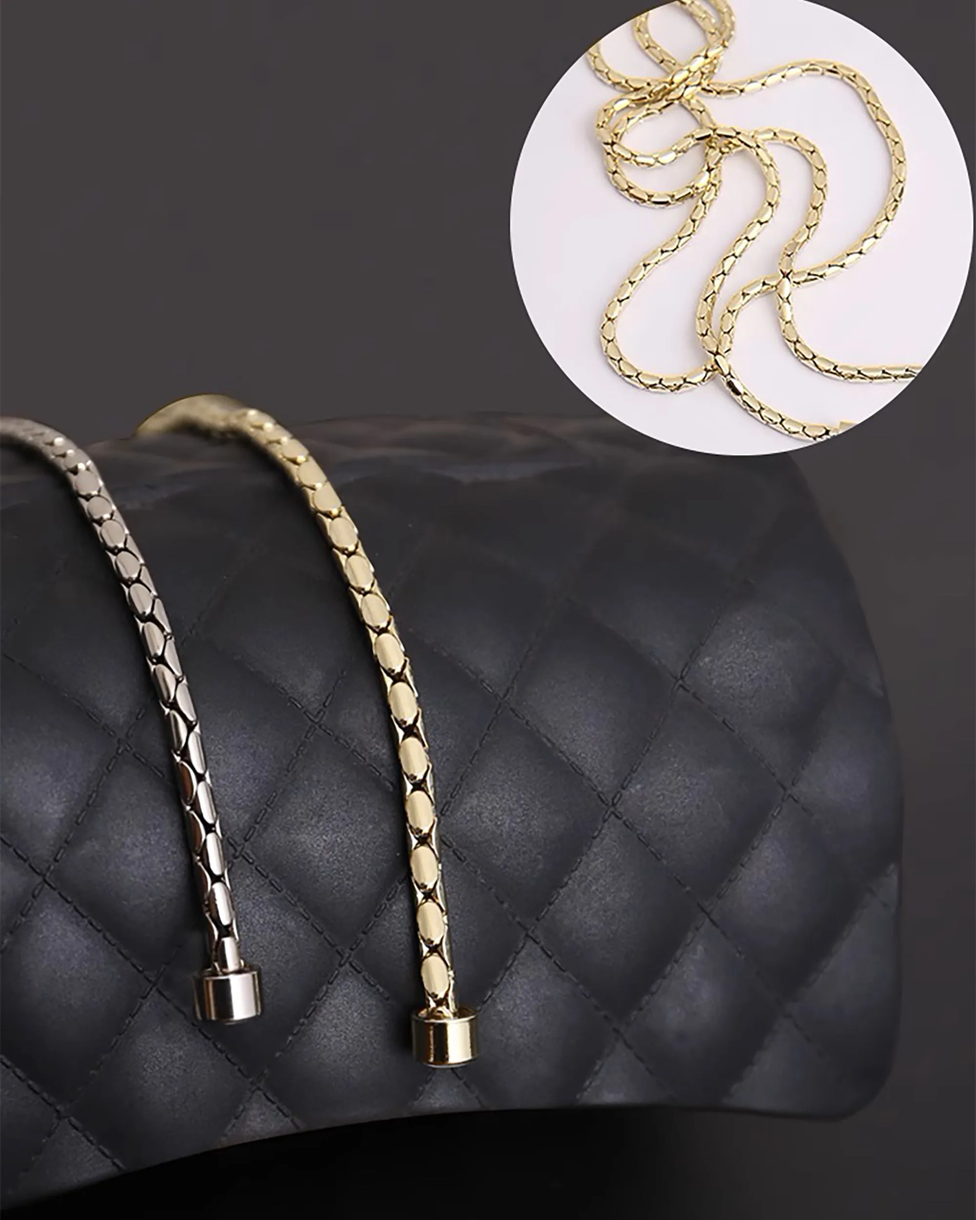Snake Head Bag Renovation Repair Bag Hardware Full Copper Snake Bone Chain Strap Accessories Metal Bag Chain