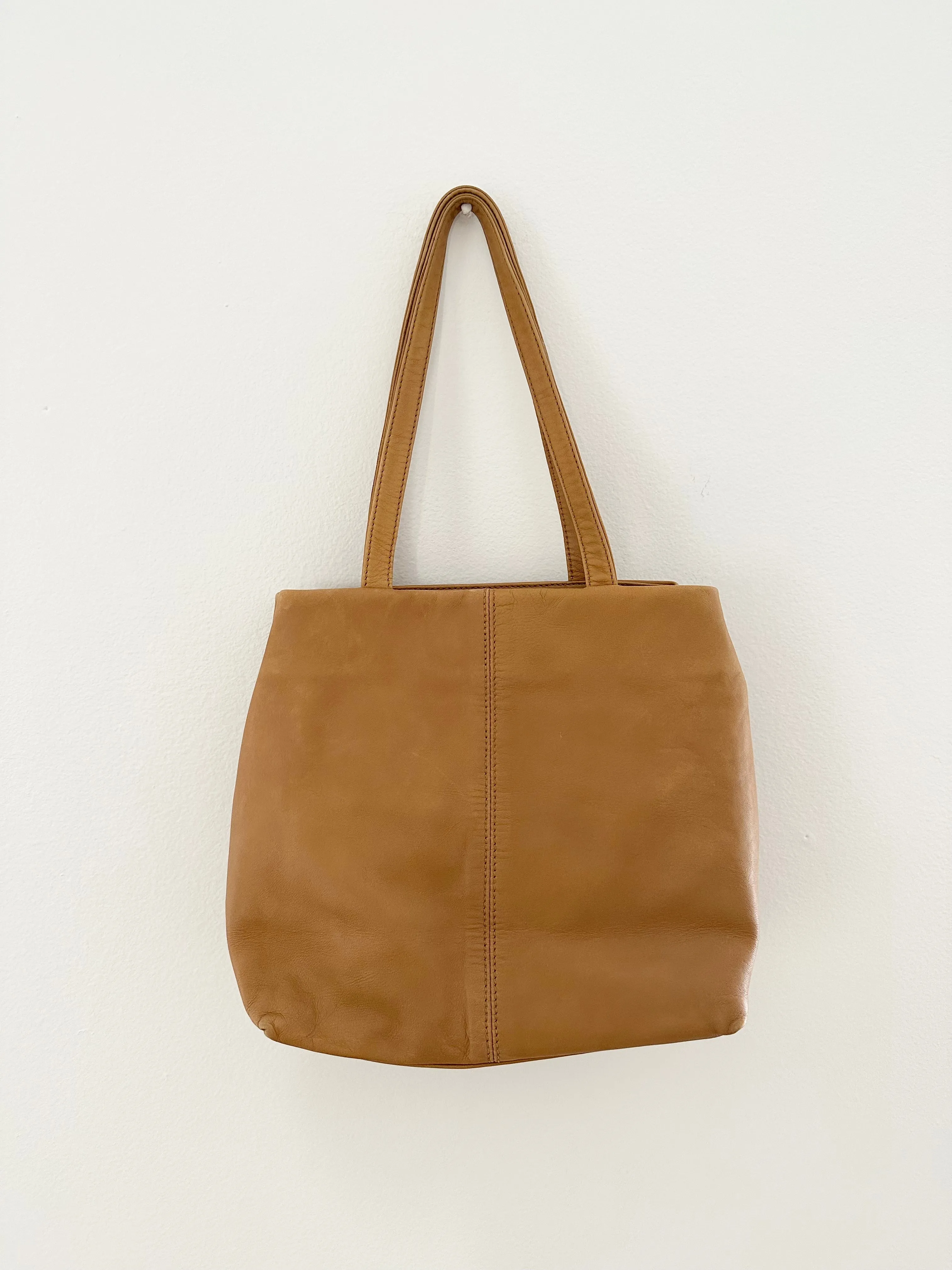 Soft Leather Tan Rosette Y2k Handbag Purse