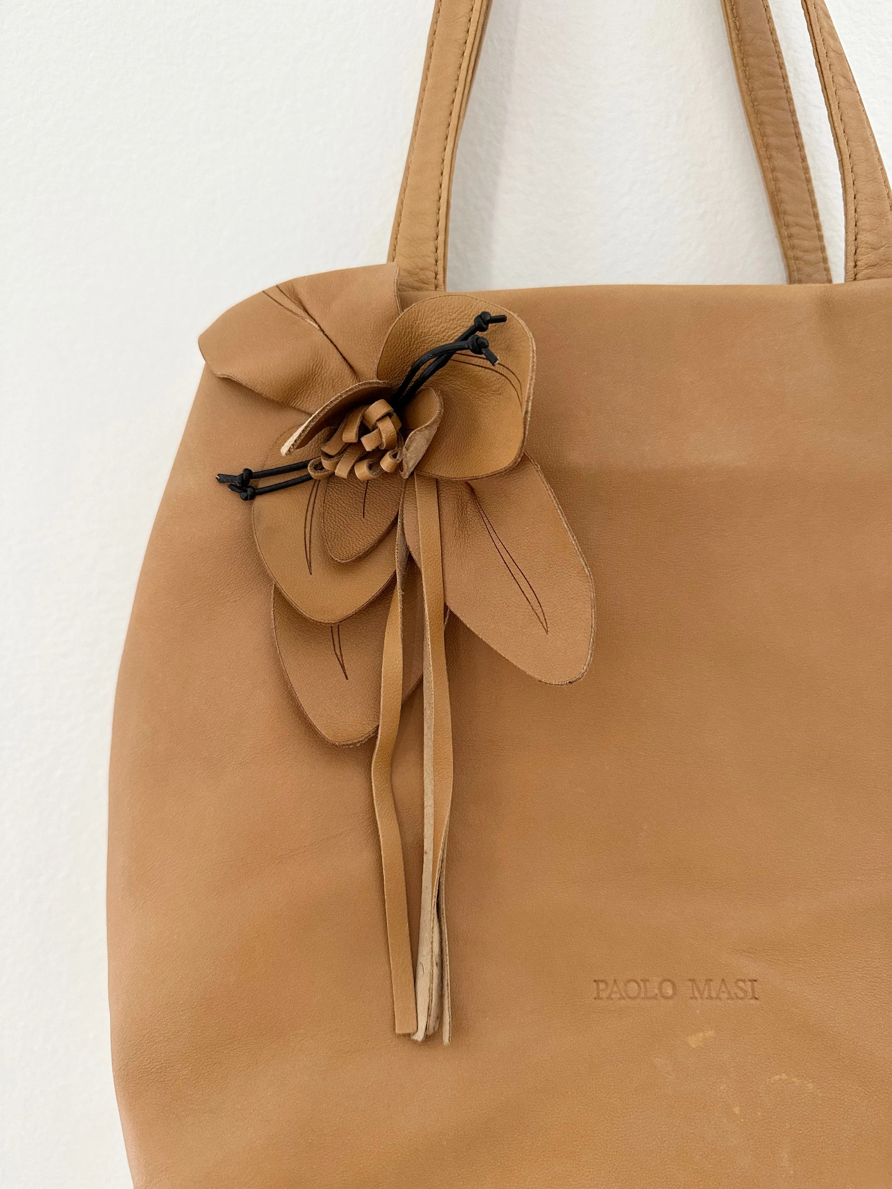 Soft Leather Tan Rosette Y2k Handbag Purse