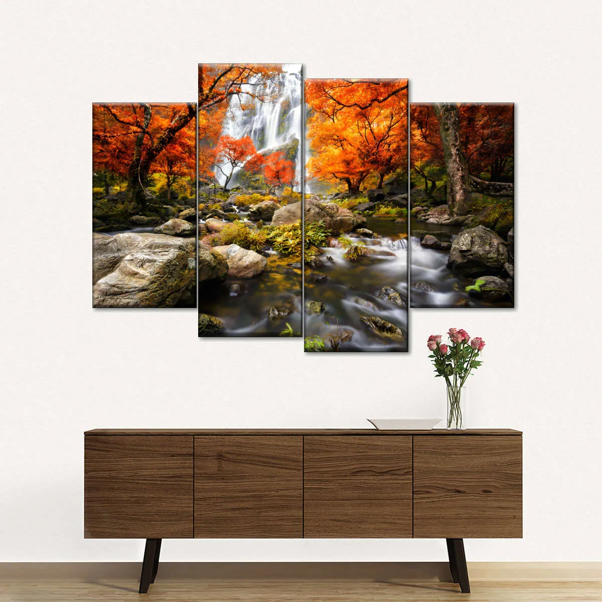 Stunning Autumn Waterfall Wall Art