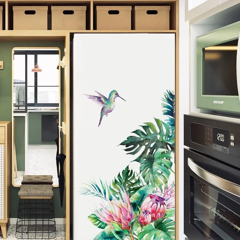 Stunning Bird And Tropical leaves flowers Wall Stickers