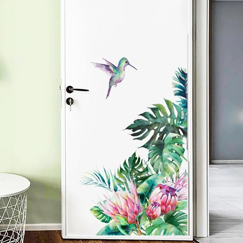 Stunning Bird And Tropical leaves flowers Wall Stickers
