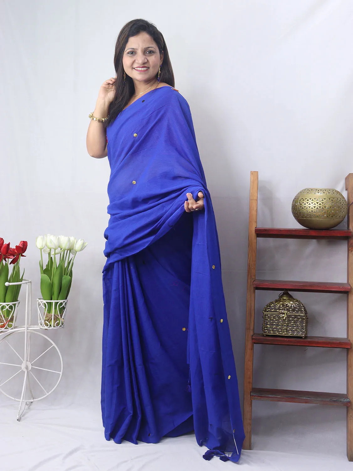 Stunning Blue Bengal Cotton Saree - Perfect for Any Occasion