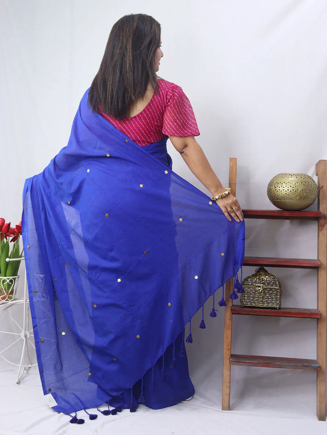 Stunning Blue Bengal Cotton Saree - Perfect for Any Occasion