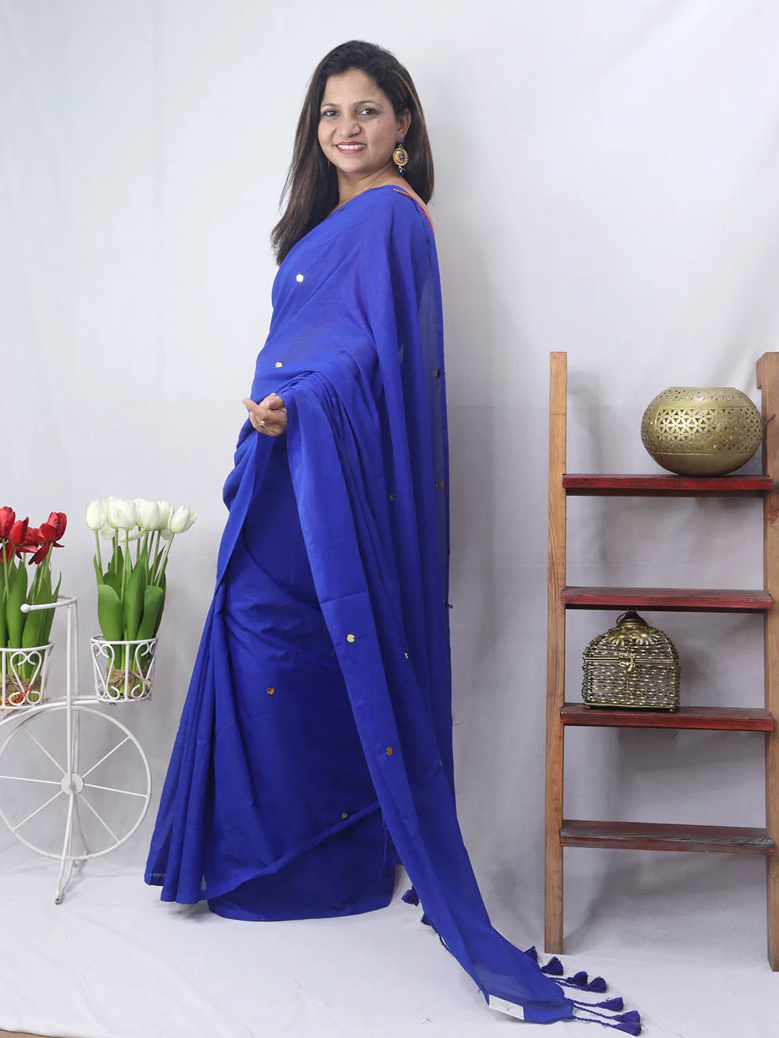 Stunning Blue Bengal Cotton Saree - Perfect for Any Occasion