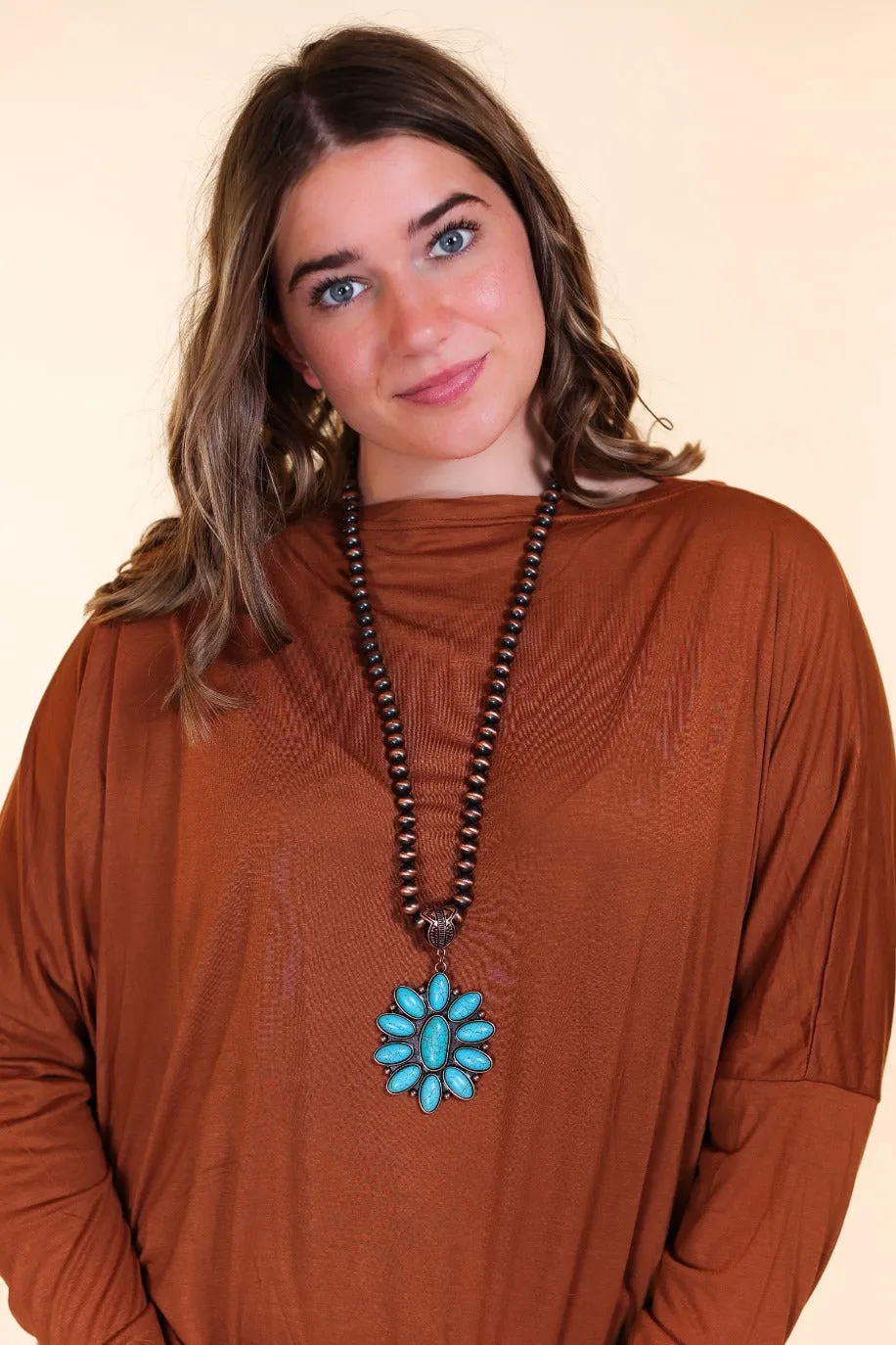 Stunning Copper Turquoise Flower Necklace