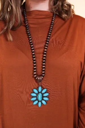 Stunning Copper Turquoise Flower Necklace