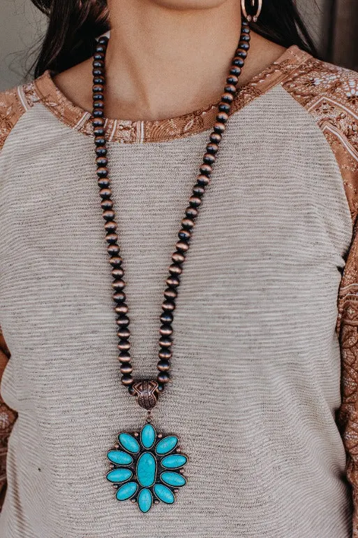 Stunning Copper Turquoise Flower Necklace