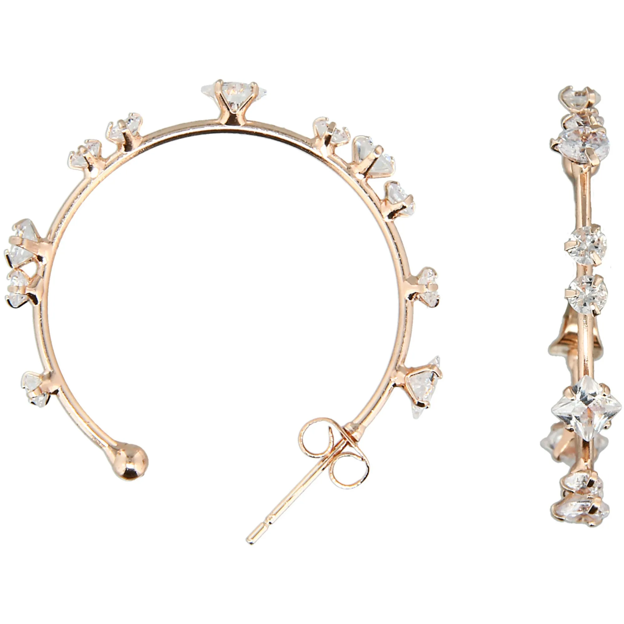 Stunning Crystal in1.25" Cubic Zirconia Hoop Earrings