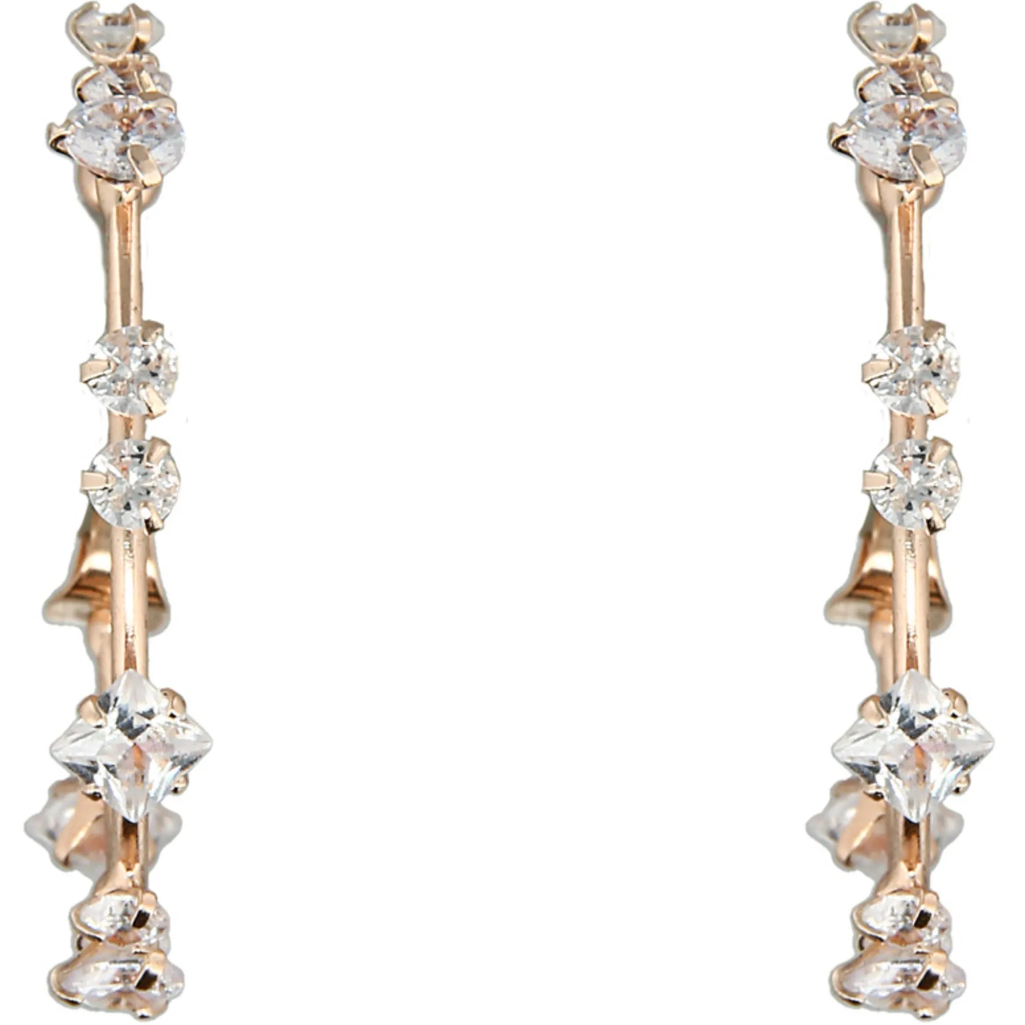 Stunning Crystal in1.25" Cubic Zirconia Hoop Earrings
