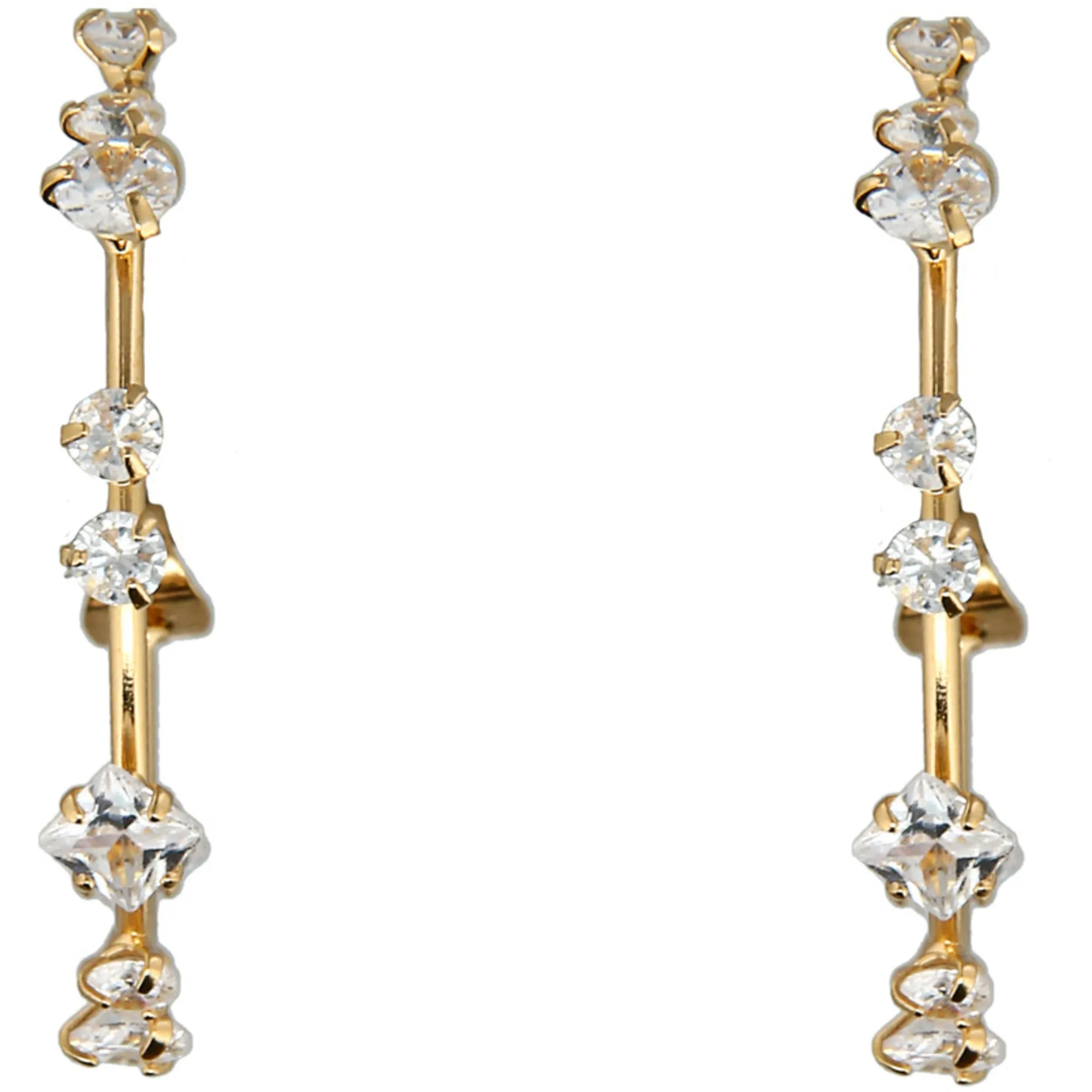 Stunning Crystal in1.25" Cubic Zirconia Hoop Earrings