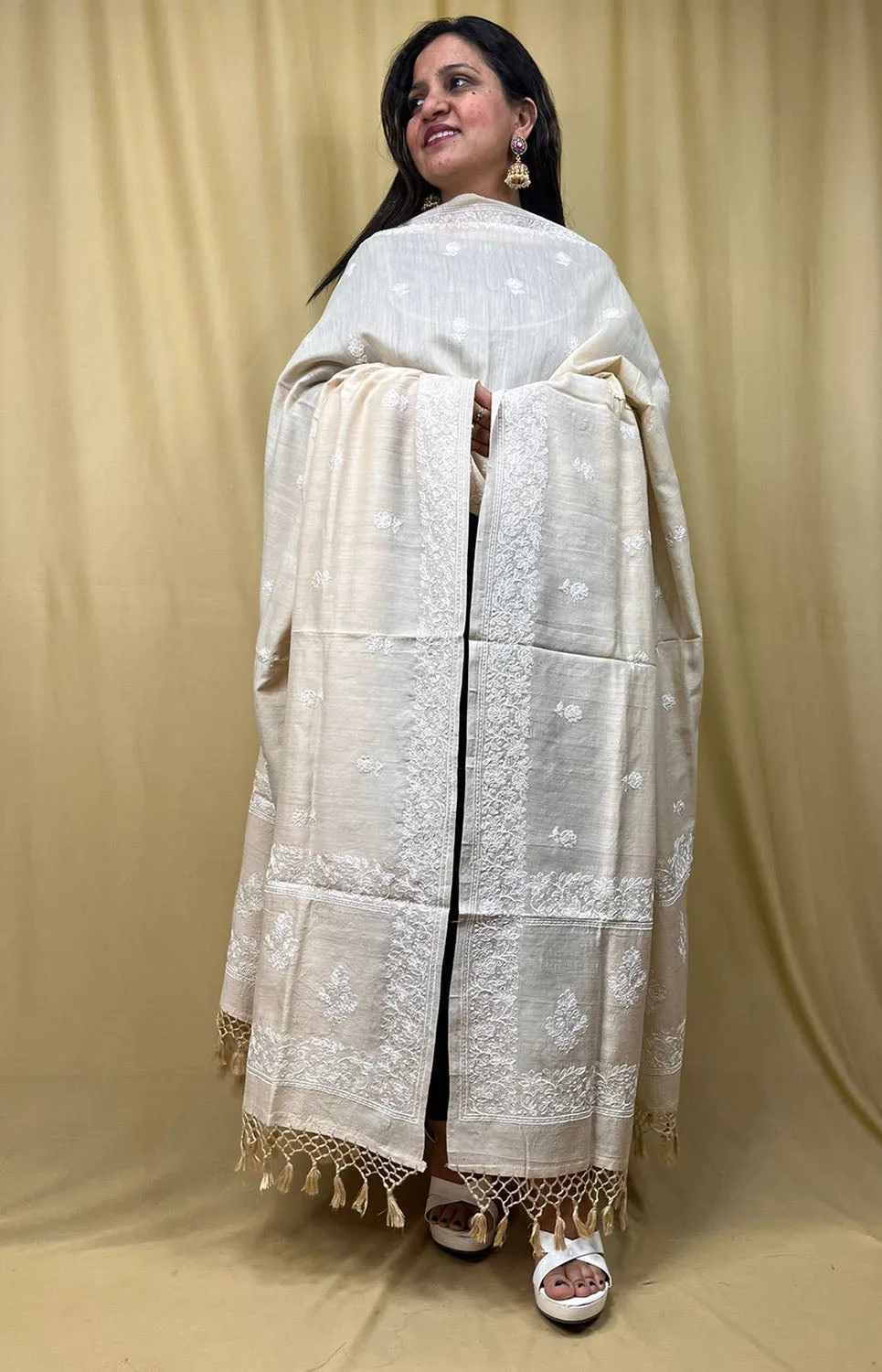 Stunning Dyeable Chikankari Moonga Silk Dupatta