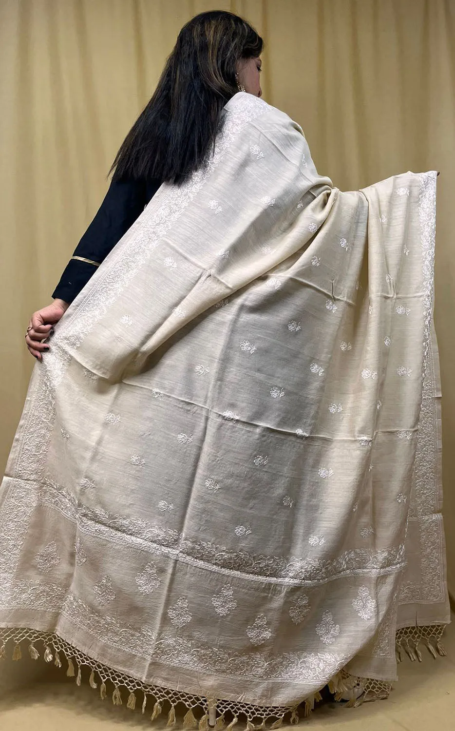 Stunning Dyeable Chikankari Moonga Silk Dupatta