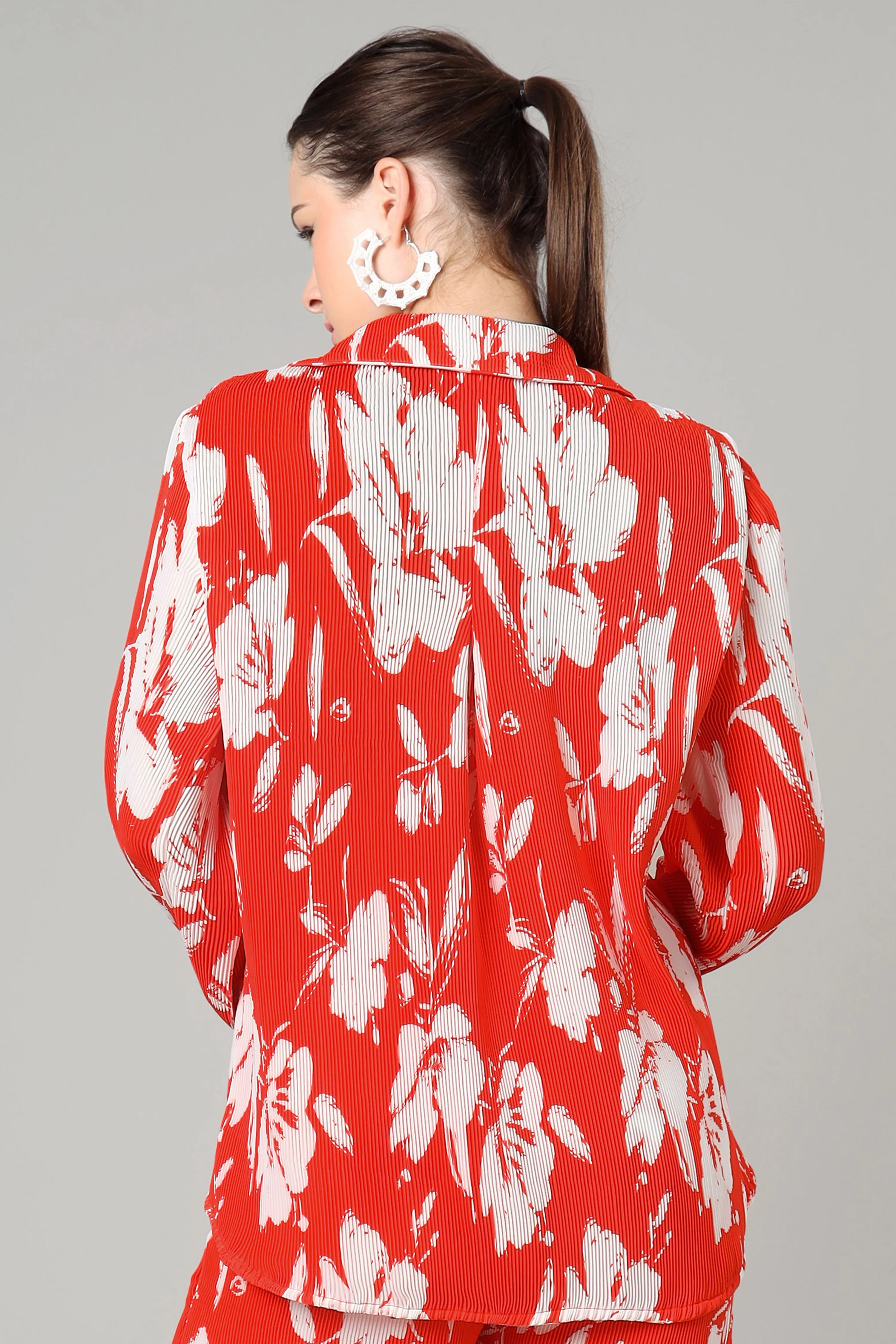 Stunning Floral Pleated Shirt For Women