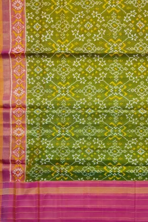 Stunning Green Patola Silk Dupatta Handloom