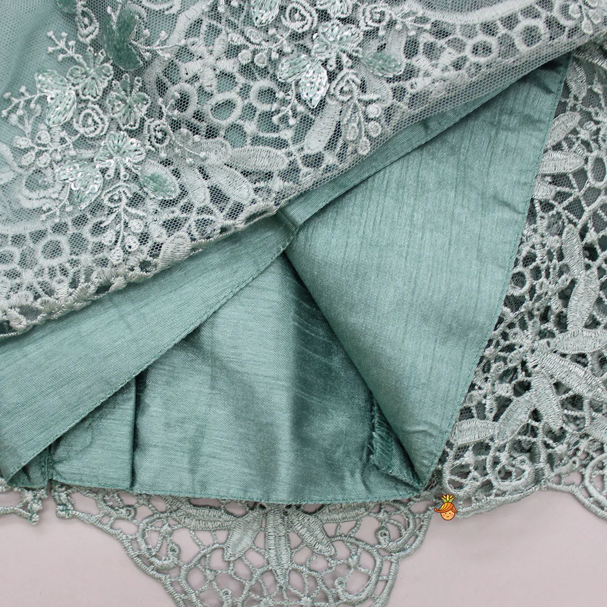 Stunning Lace Work Top With Printed Palazzo