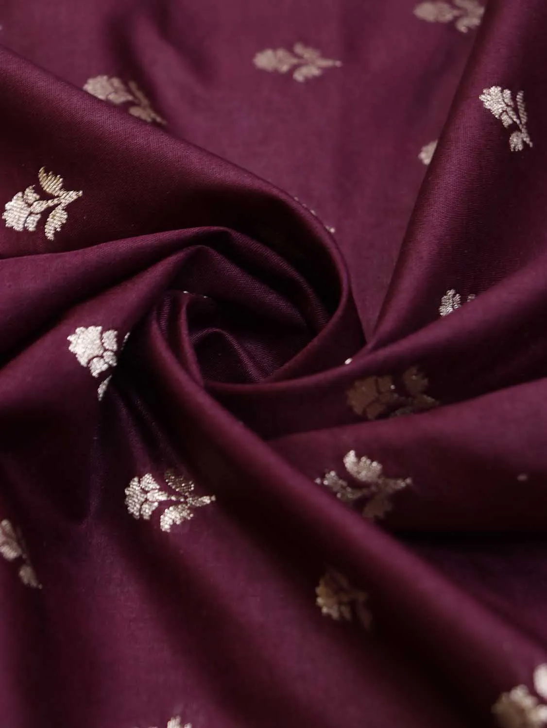Stunning Maroon Banarasi Silk Fabric - 1 Mtr Length